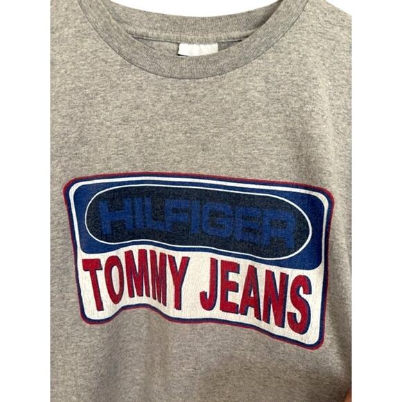 Vintage 90's Tommy Jeans Hilfiger Gray T-Shirt Size Large - Picture 2 of 4